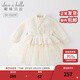 戴維貝拉（DAVE＆BELLA）童裝小香風(fēng)連衣裙女童寶寶衣服兒童公主裙網(wǎng)紗裙秋冬新款小童服裝 米白 100 cm（建議身高90-100cm）
