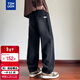 唐獅2025秋冬男寬松松緊腰后口袋織標牛仔長(cháng)褲