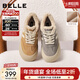百麗（Belle）撞色厚底板鞋女冬季新款商場(chǎng)同款高幫大頭休閑鞋E6X1DDM5 棕色-毛里 39 (245mm)
