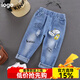 寬葉竹男童牛仔褲春秋款童裝兒童韓版休閑褲子小孩單褲中小童寶寶長(cháng)褲潮 LUCK熊長(cháng)褲 140cm
