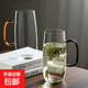 玻璃杯耐高溫辦公室喝茶茶杯透明耐熱加厚家用精致水杯 翡翠綠琉璃金菁萃杯 380ml 2只