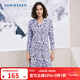 舒雅（Schiesser）女士翻領(lǐng)棉莫代爾印花睡衣長(cháng)袖連衣裙家居睡裙E1/23230D 淺紫 2XL