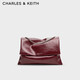 CHARLES&KEITH大容量軟面鏈條郵差包單肩包腋下包包女包生日禮物CK2-20271514