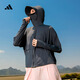 adidas「冰淇淋防曬衣」涼感UPF 50+輕薄防曬服女阿迪達斯輕運動(dòng) 深灰/芝麻冰(推薦選大一碼)   S