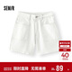 森馬（Semir）森柔|牛仔褲女夏季做舊半松緊腰短褲復古潮流直筒褲103325122001