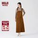 MUJI女式 木棉混 燈芯絨 背帶裙寬松直筒中長(cháng)款連衣裙 美拉德BE12CC3A 深棕色 L
