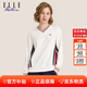ELLE ACTIVE 舒緩極簡(jiǎn)系列V領(lǐng)衛衣女裝秋季百搭活力拼色休閑通勤舒適衛衣女 白色 M