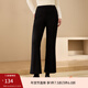纖莉秀【長(cháng)短版加絨超模褲】加厚針織糯米褲大碼女裝胖mm冬裝新款4451 黑色短款 3XL
