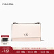 Calvin Klein【情人節禮物】單肩包荔枝紋包包金屬搭扣鏈條翻蓋CK女包斜挎包
