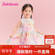 笛莎童裝女童裙子2025夏季女寶印花泡泡棉布連衣裙 玫粉印花 120