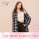 三彩2025冬季新款格紋襯衫翻領(lǐng)寬松襯衣磨毛休閑疊穿Z