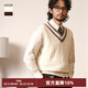 CULTUM美麗諾羊毛秋季學(xué)院風(fēng)針織滾邊網(wǎng)球背心男毛衣復古英倫打底上衣 象牙白 2XL