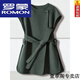 羅蒙（ROMON）疊穿神器毛呢馬甲女春秋2025年新款秋冬馬夾氣質顯瘦系帶外套大衣 煙青灰 3XL 134-150斤