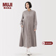 MUJI女式 法蘭絨 立領(lǐng)長(cháng)袖連衣裙女裝裙子純棉連身裙25年冬季 米色 S (155/80A)