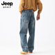 JEEP SPIRIT正品吉普高端牛仔褲男2026春夏新款美式潮牌寬松直筒復古褲子男 NB005 30  建議120-130斤