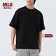 MUJI MUJI  男式?jīng)龈须p層編織寬版T恤短袖打底衫男裝夏季AB07CC4S 黑色 L 175/100A