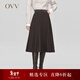 OVV【可機洗黃金羊毛】秋冬熱賣(mài)女裝A字百褶中長(cháng)款半身裙 深咖（凈色）A5 M