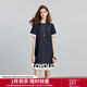 初語(yǔ)小個(gè)子寬松拼接仿牛仔T恤裙女2025夏季新款原牛藍A字連衣裙 原色牛仔藍 M