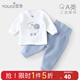優(yōu)奇嬰兒保暖套裝寶寶高腰護肚保暖衣新生兒夾棉內衣服秋衣秋褲秋冬季 【三層暖棉】萌萌象 90