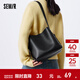 森馬（Semir）水桶包女送禮女士單肩包軟皮女包今年流行斜挎包通勤質(zhì)感包包 黑色90001 均碼
