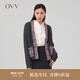 OVV秋冬熱賣(mài)女裝撞色羊毛粗棒針手工感針織休閑開(kāi)衫外套 深灰（凈色）A5 S