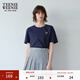 Teenie Weenie小熊女裝春裝簡(jiǎn)約圓領(lǐng)休閑青秋活力短袖T恤套頭上衣 藏青色 S