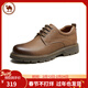 駱駝牌 男士休閑皮鞋磨砂牛皮厚底工裝鞋中年爸爸 P13A201013 黃棕 42