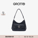 GROTTO個(gè)樂(lè )經(jīng)典迷你hobo植鞣綿羊皮輕便單肩斜挎小軟包新年禮物 經(jīng)典黑（銀標MINI） MINI