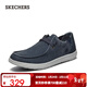 斯凱奇（Skechers）男鞋秋冬一腳蹬樂(lè )福鞋帆布鞋厚底低幫休閑商務(wù)鞋66387 藍色/BLU 41