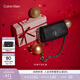 Calvin Klein【女神節禮物】休閑單肩包鏈條包包字母旋扣翻蓋CK女包斜挎馬鞍包 UB1-太空黑 OS