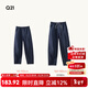 Q21純棉府綢香蕉褲兒童長(cháng)褲休閑褲男女童春季運動(dòng)耐磨可調節褲子 藏青藍 90 cm