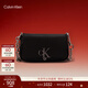 Calvin Klein【情人節禮物】休閑單肩包鏈條包包字母旋扣翻蓋CK女包斜挎馬鞍包