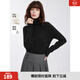 ELLE【100%綿羊毛】無(wú)縫一體高領(lǐng)毛衣女2025秋裝新款軟糯毛針織衫 黑色（升級款） L