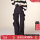 拉拉波波春新款潮酷休閑多口袋休閑直筒運動(dòng)工裝長(cháng)褲女LBCD-WXZC69 黑色 S
