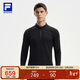 FILA 斐樂(lè )官方男子針織長(cháng)袖衫2025冬季健身運動(dòng)加絨半拉鏈長(cháng)T