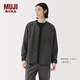 MUJI男式 抓絨 無(wú)領(lǐng)開(kāi)衫 男士外套25年冬季 男裝 上衣男款 AB1P8A5A 炭灰色 XL (180/104A)