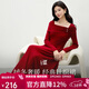 秋水伊人新年戰袍法式復古風(fēng)收腰連衣裙2025年冬紅色珍珠扣針織裙