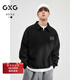 GXG 男裝   雙色中廓版型肌理面料翻領(lǐng)男士衛衣 冬季 黑色 新款刺繡 XL