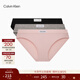 Calvin Klein內衣女士三條裝簡(jiǎn)約布標舒適ck棉質(zhì)微彈透氣性感比基尼三角內褲女 D4H-太空黑/椰青灰/桃粉色 3條 M