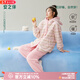 安之伴【保暖鎖溫】珊瑚絨睡衣女款2026秋冬季加厚連帽法蘭絨家居服套裝 粉色【軟糯有彈性-超鎖溫】 S
