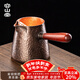 容山堂銅壺紫銅圍爐煮茶壺罐罐茶煮茶器戶(hù)外煮茶炭爐烤奶茶罐燒水壺茶具 紫銅側把錘紋煮茶器-井欄 570ml
