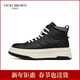 未畢（VICKI BROWN）【VB男鞋】法國品牌秋冬高幫鞋時(shí)尚男士板鞋舒適保暖休閑鞋子男 黑色 43 （建議拍小一碼）