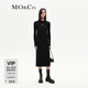 MO&Co.針織裙連衣裙含綿羊毛輕暖LOGO章仔小圓領(lǐng)開(kāi)叉黑色摩安珂 黑色 S 160
