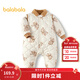 巴拉巴拉童裝連體衣嬰兒冬裝外出加絨加厚抱衣爬服男童女童兒童寶寶 白咖色調00315 80cm