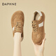 達芙妮板鞋女春夏季新款拼色圓頭休閑鞋女復古風(fēng)戶(hù)外平跟健步女鞋子 棕色 3124404097 36