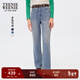 Teenie Weenie小熊女裝牛仔褲秋季休閑簡(jiǎn)約通勤直筒褲 淺藍色 L (170)