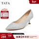 他她（TATA）】Tata他她尖頭氣質(zhì)高跟鞋女法式婚鞋單鞋新7RXB9AQ4 銀色 38