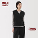 MUJI女式 針織 V領(lǐng) 背心 馬甲 針織衫 25年春季 女裝 馬夾 BA1Q2A5S 黑色 L （165/88A）
