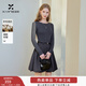 香影假兩件針織收腰連衣裙女2026春季新款學(xué)院風(fēng)絞花拼接花苞短裙 中灰 S 155/80A/85-95斤