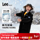 Lee大毛領(lǐng)連帽厚款保暖防風(fēng)羽絨服兒童冬季中長(cháng)款潮男童女童羽絨外套 黑色 140